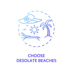 Choose desolate beaches concept icon. Beach safety idea thin line illustration. Protect yourself from getting coronavirus infection. Vector isolated outline RGB color drawing