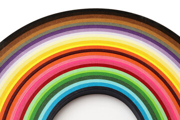 Abstract rainbow color strip wave paper horizontal background.