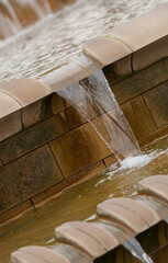 Water Cascade and Fountain outside Sheffield Station in Sheaf Square, Sheffield, South Yorkshire,...
