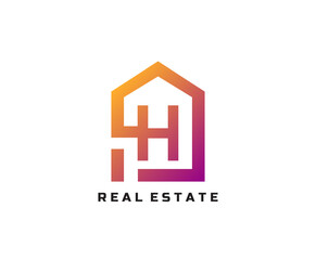 H letter creative and unique logo Icon creative monogram with home sign for real estate company.