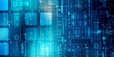 2d illustration Abstract futuristic electronic circuit technology background