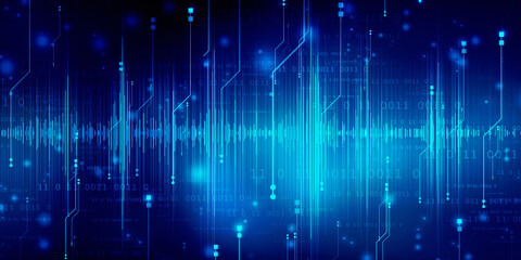 2d illustration Abstract futuristic electronic circuit technology background