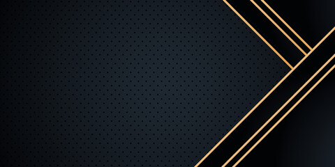Gold black lines with dot textured abstract tech geometric background. Line shape with light pattern composition. Vector illustration design for presentation, banner, cover, web, flyer, card, poster, 