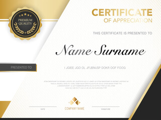 diploma certificate template red and gold color with luxury and modern style vector image, suitable for appreciation.  Vector illustration.