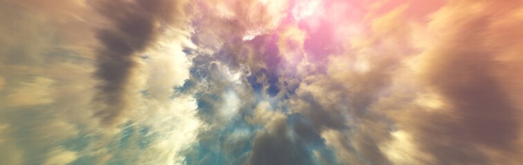 Clouds, beautiful cloudy background, panorama of clouds, 3D rendering