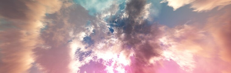 Clouds, beautiful cloudy background, panorama of clouds, 3D rendering