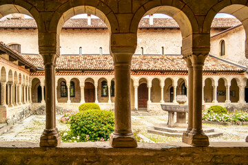 View on the cloister of the Cistercian abbey of Santa Maria di Follina, Treviso - Italy