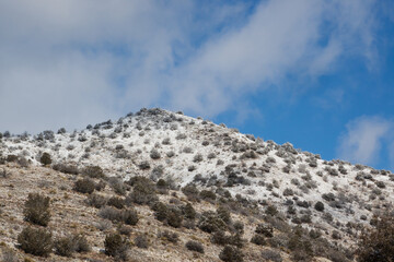 Winter mountain with snow and cloud