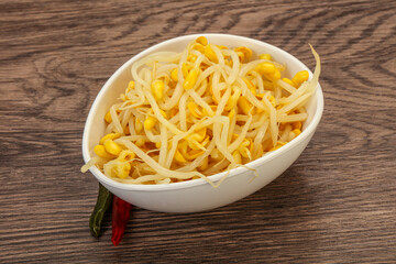 Soy sprout heap in the bowl