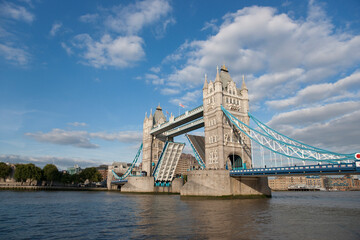 Tower Bridge on the River Thames with a vintage photography look - London, UK - September 2013