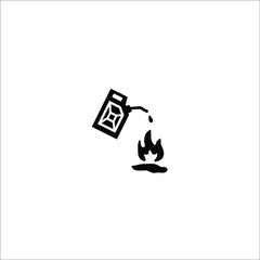 Do not pour gasoline into the fire. Gasoline and fire. solid vector icons