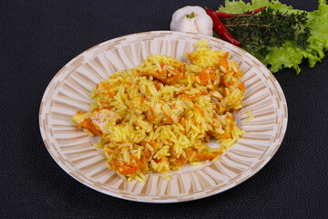 Traditional Pilaf with chicken and carrot