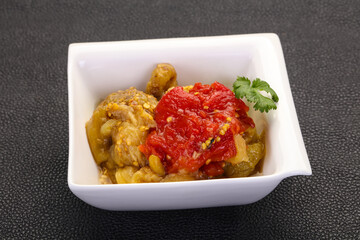 Caucasian cuisine - baked eggplant and tomato