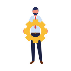 Businessman avatar with gear vector design