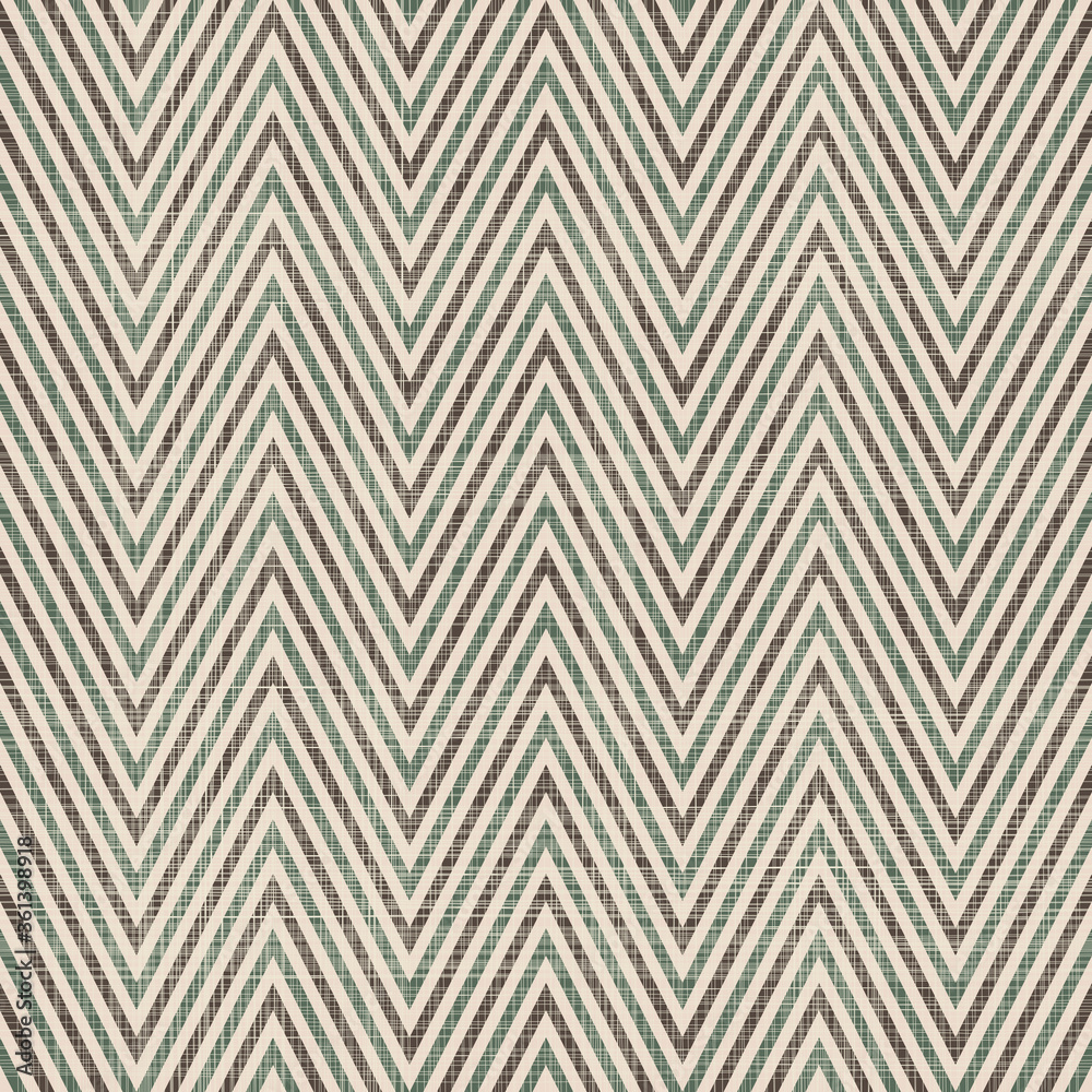 Poster seamless tweed pattern in brown, green and beige. chevron pattern. seamless geometric background. ve