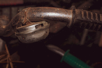 Old and rust handlebar with bell
