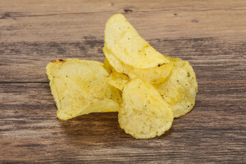 Natural potato salted chips heap