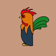 Kids alphabet, Rooster, letter R