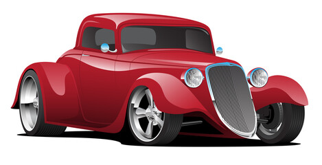 Custom American Red Hot Rod Car Isolated Vector Illustration