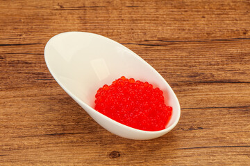 Red salmon caviar in the bowl