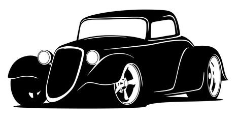 Custom American Hot Rod Car Isolated Vector Illustration