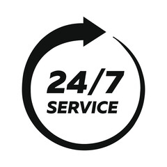 24/7 service icon. Vector illustration