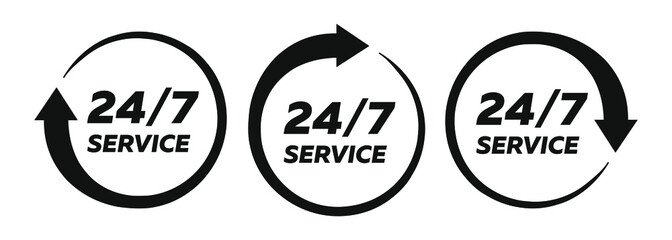 24/7 service icon set. Vector illustration
