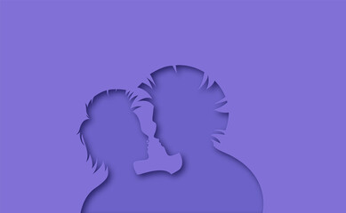 Punk papercut man and woman couple in love