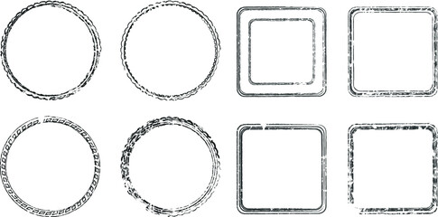 Grunge post Stamps Collection, Circles. Banners, Insignias , Logos, Icons, Labels and Badges Set . vector distress textures.blank shapes.