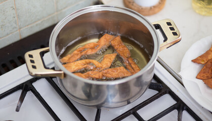 Crunch cakes called faworki.