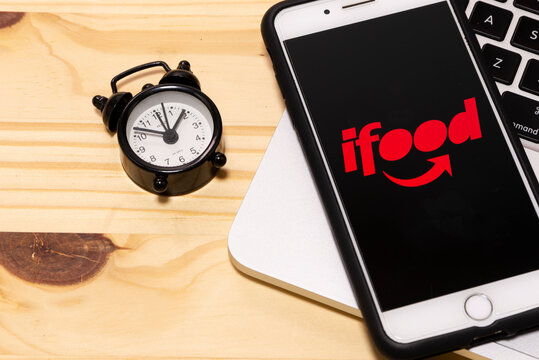 December  24, 2019, Brazil. ifood logo on the screen of the mobile device. ifood is a Brazilian company in the segment of food delivery, Brasilian Fintech.