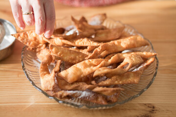 Crunch cakes called faworki.