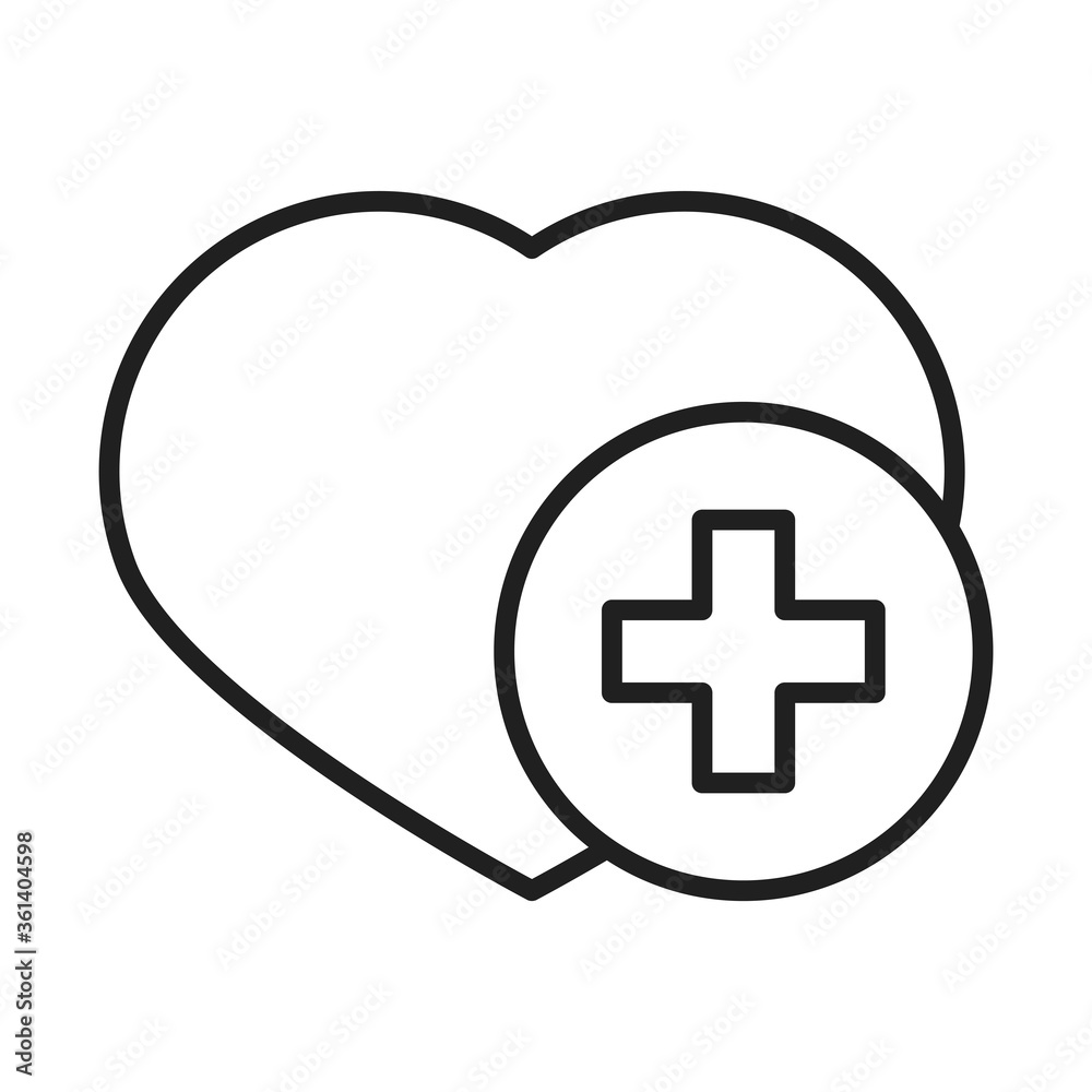 Wall mural heart love healthcare medical and hospital pictogram line style icon