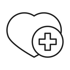Fototapeta premium heart love healthcare medical and hospital pictogram line style icon