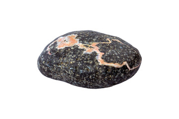 Round black stone isolated on white background