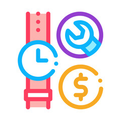 watch repair cost icon vector. watch repair cost sign. color symbol illustration