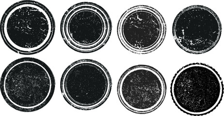 Grunge post Stamps Collection, Circles. Banners, Insignias , Logos, Icons, Labels and Badges Set . vector distress textures.blank shapes.