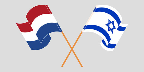 Crossed and waving flags of Israel and the Netherlands