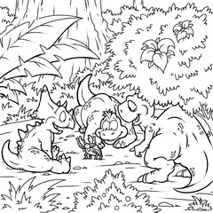 Cartoon dinosaur. drawing illustration for kids and children. © Михаил Пенькевич