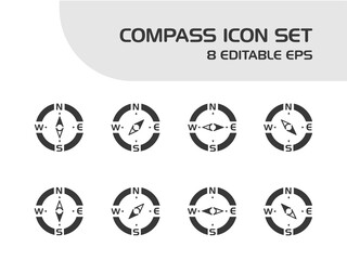 Compass. Icon set. Weather and map vector illustration