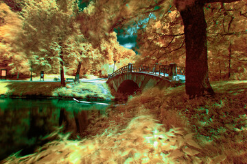bridge in autumn / infrared photo