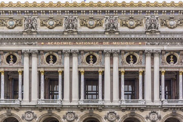 Architectural details of Opera National de Paris. Grand Opera (Garnier Palace, 1875) is famous...