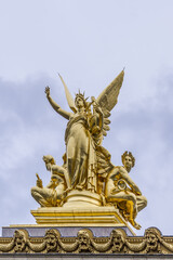 Fototapeta na wymiar Architectural details of Opera National de Paris. Grand Opera (Garnier Palace, 1875) is famous neo-baroque building in Paris, France; UNESCO World Heritage Site.