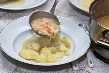 Cucumber soup dish ready to eat.
