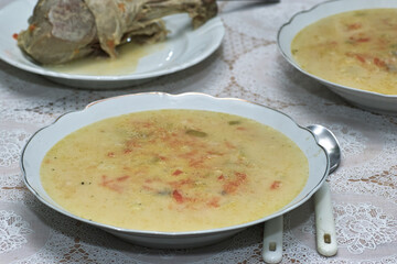 Cucumber soup dish ready to eat.