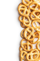 Crispy salted pretzels.