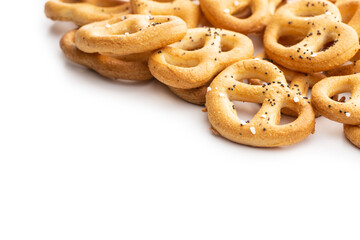 Crispy salted pretzels.