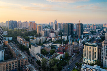 Fototapeta na wymiar Cityscape in the morning, aerial view