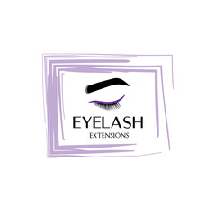 Isolated Logo eyelash extension. Color eye. Vector illustration in a modern style.