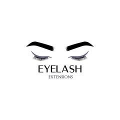 Black eyelash extension icon on a white background. Logo for makeup. For beauty salon, lash extensions maker. Vector illustration.